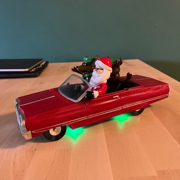 Gemmy Christmas Low Rider Red Impala Car Santa 2 Reindeer Animated Musical Works - Picture 4 of 10